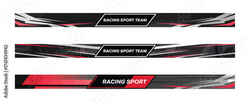 Racing Car Stripes Vector Set,  Collection of sporty vehicle decals, vinyl wraps, and dynamic racing line graphics for car customization, motorsport design, and automotive decoration projects.