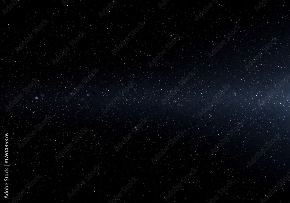 Obraz premium Vast dark expanse of outer space with distant stars and a faint galaxy.