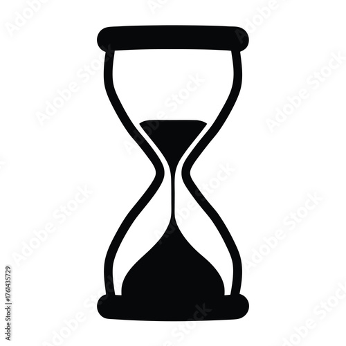 Black and white simple hourglass icon, representing the concept of passing time