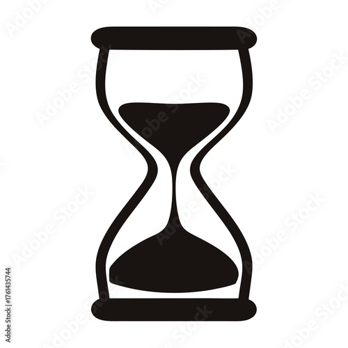 Black and white hourglass icon representing time passage and deadlines approaching