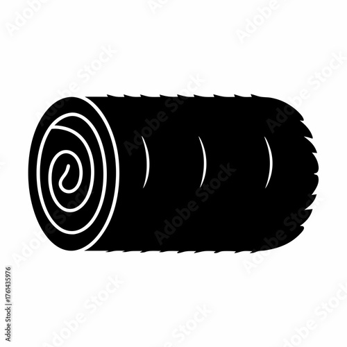 Stylized illustration of a tightly packed round bale of hay or straw