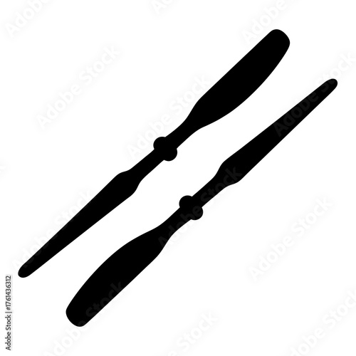 Two Vintage or Antique Steering Control Sticks Black Silhouette on White