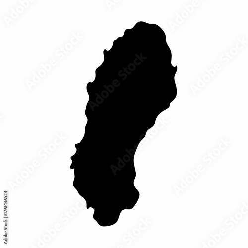 Detailed Silhouette of Sint Eustatius Island Nation in the Caribbean Sea