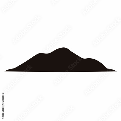 Black Silhouette Illustration of a Mountain Range Against a White Background Landscape