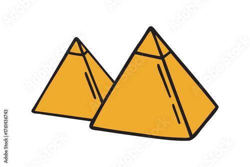 Egyptian pyramid giza egypt icon doodle hand drawn. colorful cartoon line drawing clipart symbol