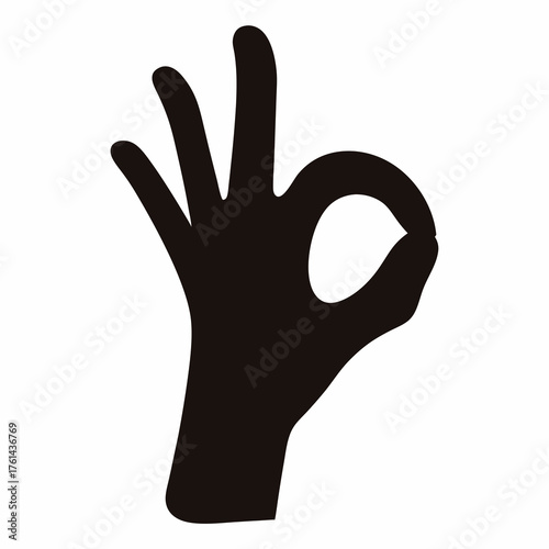 Silhouette of a hand doing the OK gesture on a white background