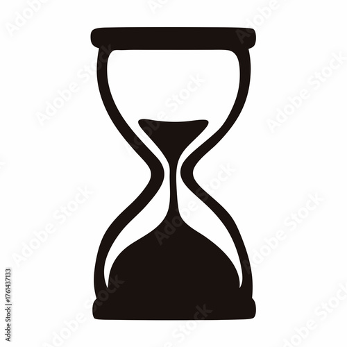 Black silhouette illustration of hourglass on white background showing the passage of time