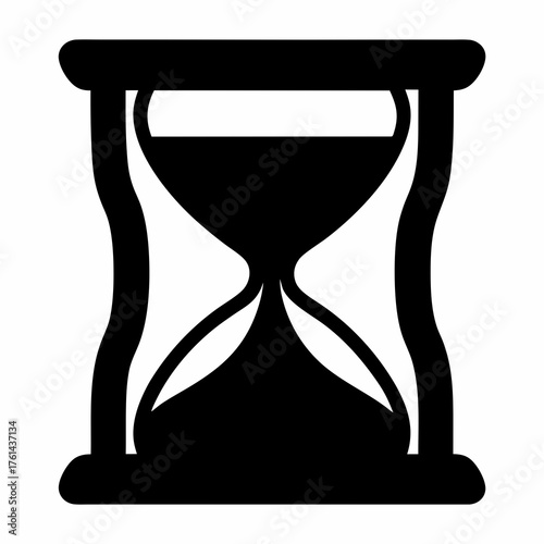 Stylized Black Hourglass Icon Representing Time Passage and Temporal Concepts