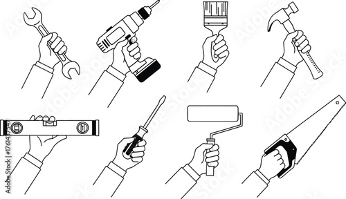 Handyman tools set vector illustration for construction work