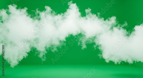 White Smoke Stream on Green Screen Background.