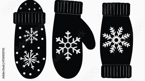 Festive winter mittens with snowflake designs ready for holiday fun