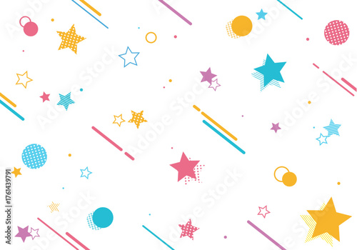 可愛いカラフルな星と図形の背景素材