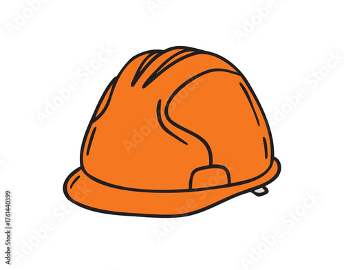construction helmet icon doodle hand drawn. colorful cartoon orange line drawing clipart symbol