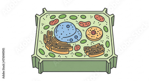 A detailed illustration of a plant cell, showcasing its internal components.