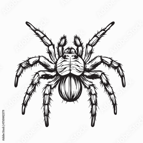 Tarantula Spider Vector Illustration with Creepy Style on white background