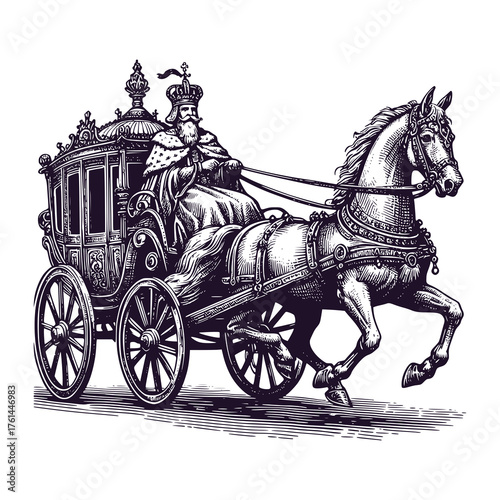 a king riding a royal chariot