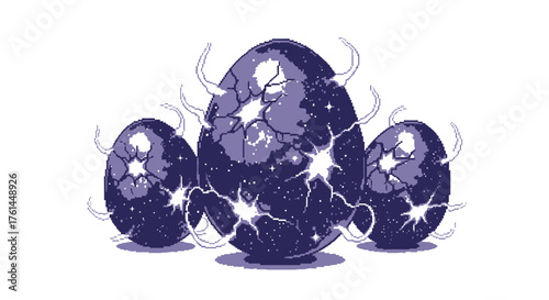 Cracked Galaxy Eggs Cosmic Birth in Vector Art