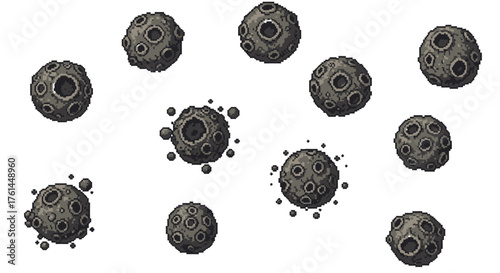Asteroid Collection A Detailed Set of Celestial Stone Illustrations for Cosmic Projects
