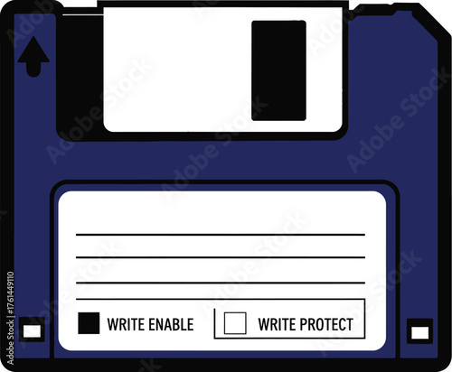 Floppy disk vector vintage data storage retro technology media
