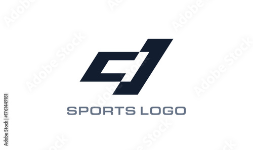 Sports logo template. Letter C J . Abstract dynamic branding symbol for fitness and active wear