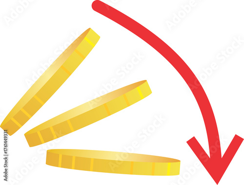 Money revenue loss and financial expemse cost  gold coins metallic money icon