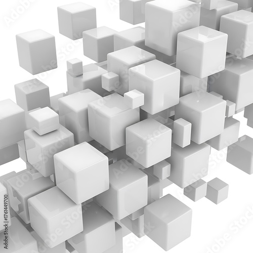 Abstract White Cubes - A Modern Geometric Design.