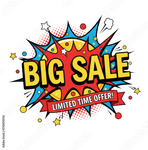 Big Sale Limited Time Offer Pop Art Explosion Comic Style Vibrant Colors