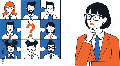 Find the right candidate recruitment puzzle hiring process concept