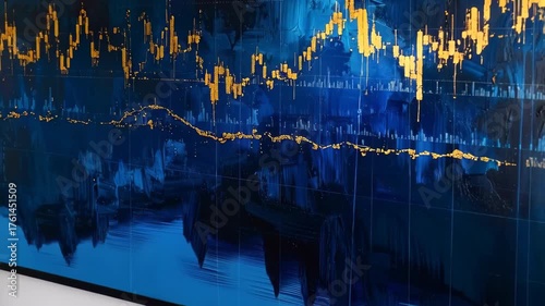 Abstract Financial Chart with Blue and Yellow Colorful Patterns