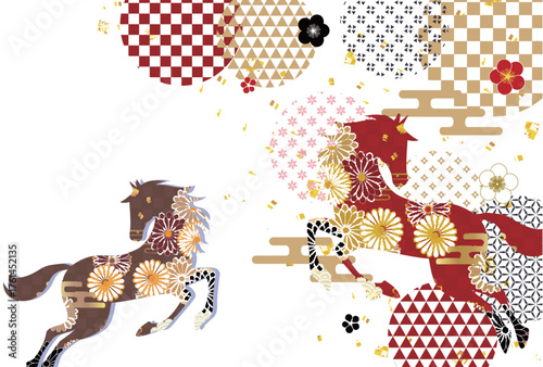 午　年賀状　干支　背景