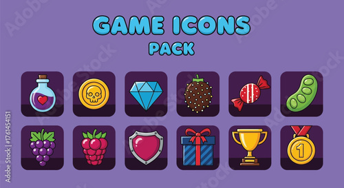 Game icons pack vector illustration for ui design and development