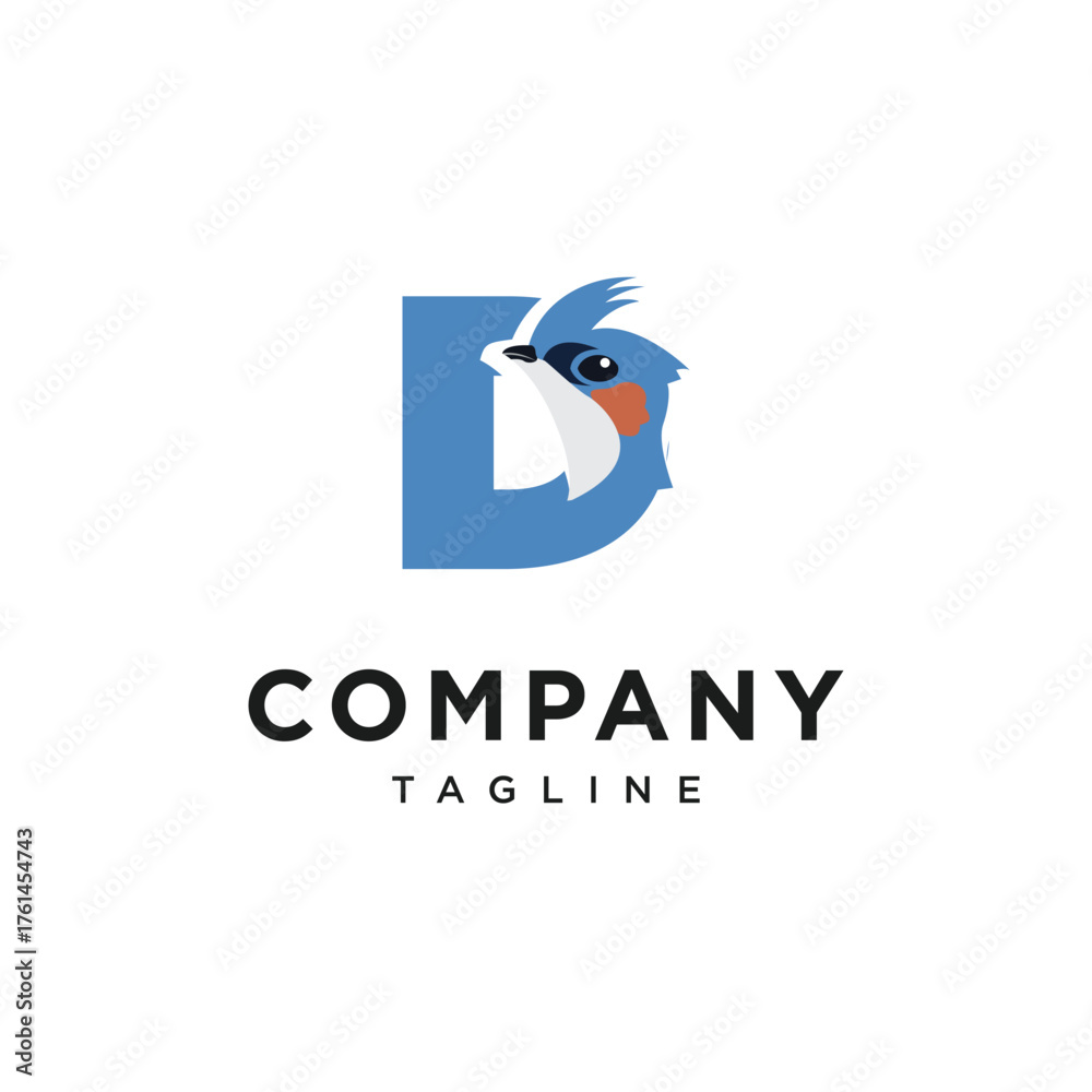 Obraz premium Letter D Crested Treeswift Logo Icon Vector