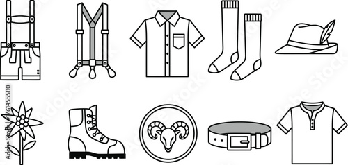 Oktoberfest outfit vector illustration traditional bavarian set