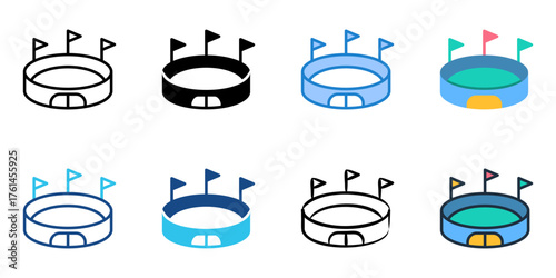 Local stadium icon set multiple style collection 
