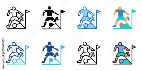 Corner Kick icon set multiple style collection 
