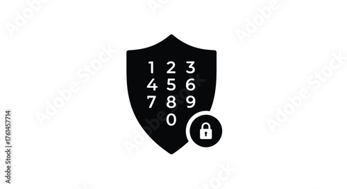 Black shield icon displaying a numeric keypad with a padlock symbol