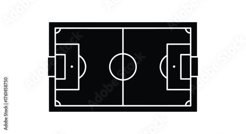 A simple top down view of a soccer field with white lines