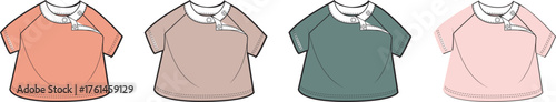 Four stylish infant shirts in different shades for baby wear needs