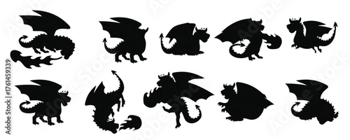 Set of Dragon vector illustration