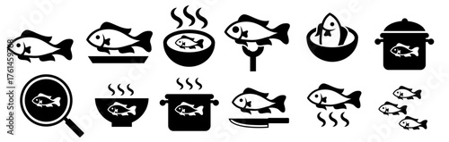 fish fry vector icons