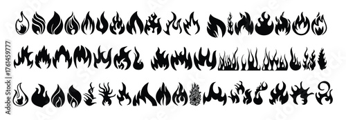 fire set logo vector set of fire silhouettes with various