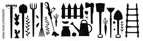 garden tools set vector flat gardening equipment vector