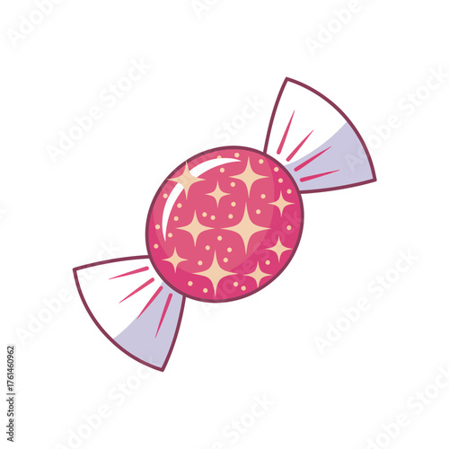 Colorful wrapped candy with star pattern in vector style