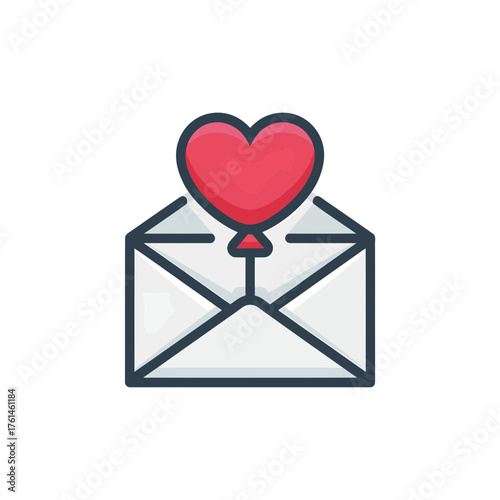 Open envelope with heart symbol for love and communication concept