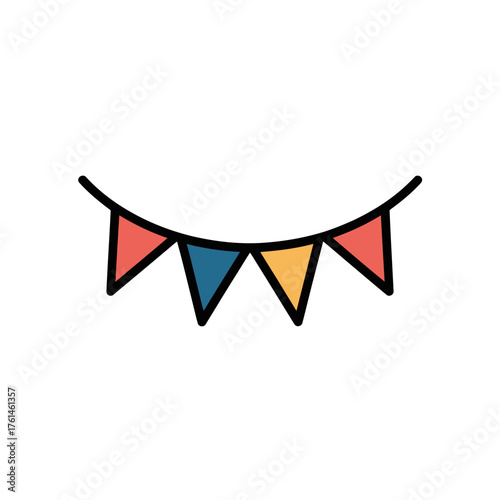 Colorful decorative bunting flags in minimalist vector style