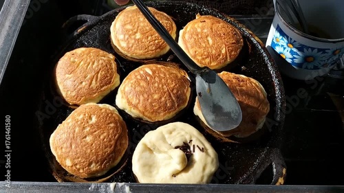 Close up shot of making Kamir. Kamir basically is a bread that almost similar to pancake from Pemalang, Central Java, Indonesia. 