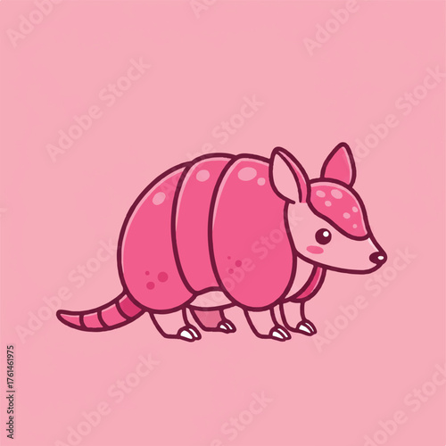 A cute pink armadillo illustration on a pink background