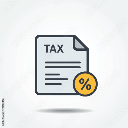 A document labeled TAX with lines of text and a percentage symbol