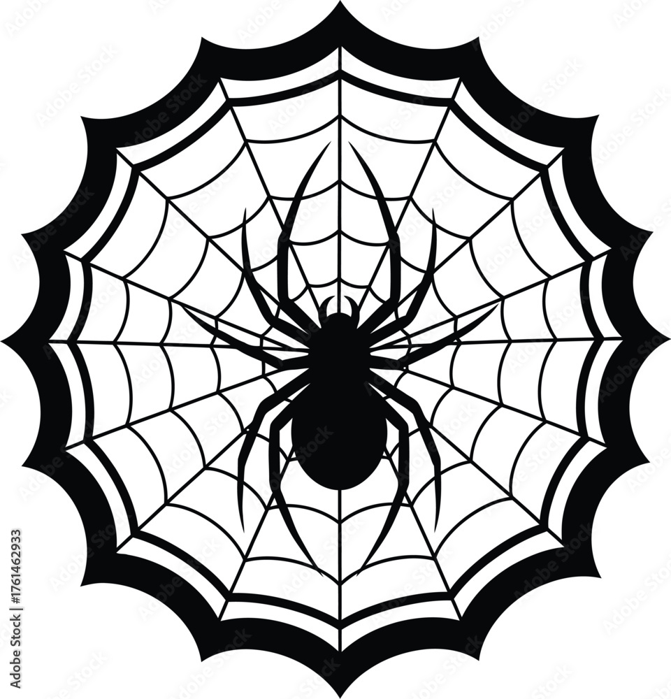 Fototapeta premium Silhouette of a spider on a web, a symbol of nature and intricacy