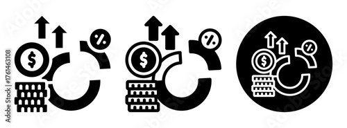 Profit Margin Icon Collection Glyph & Mixed Style